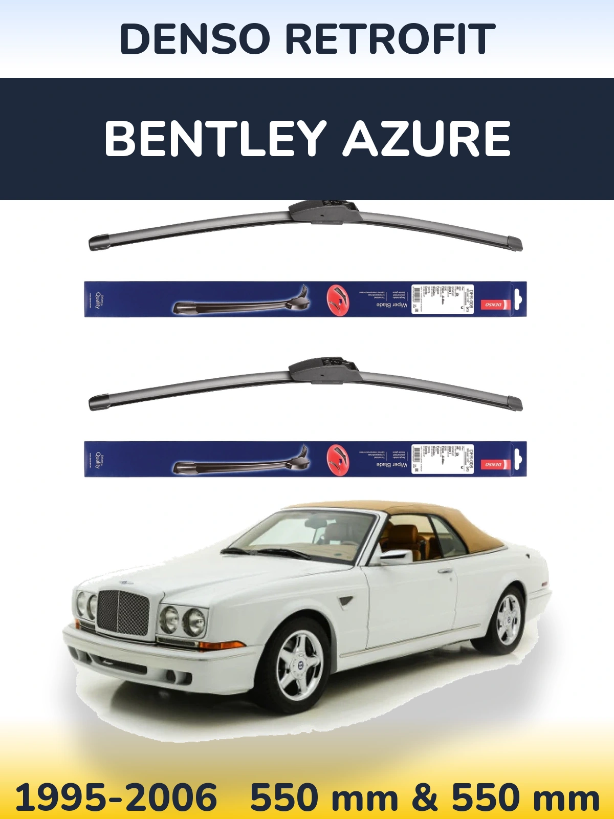 Sada předních stěračů Denso Retrofit 550 a 550 mm pro Bentley Azure 1995-2006