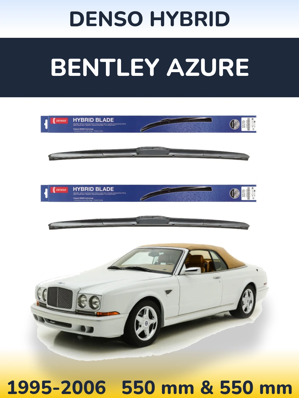 Sada předních stěračů Denso Hybrid 550 a 550 mm pro Bentley Azure 1995-2006