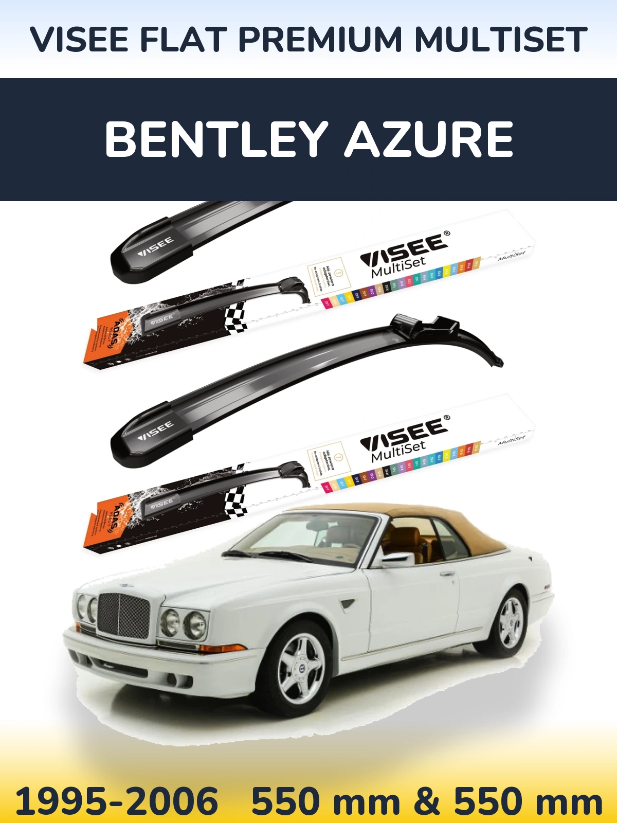 Sada předních stěračů VISEE FLAT PREMIUM MultiSet 550 a 550 mm pro Bentley Azure 1995-2006