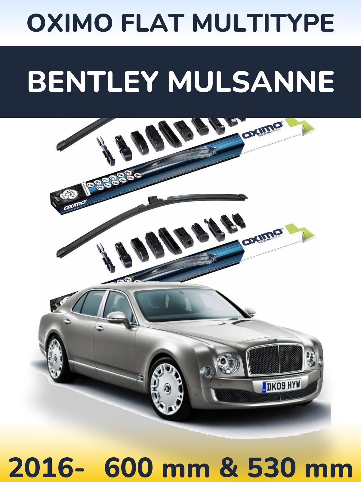 Sada předních stěračů Oximo Flat MultiType 600 a 530 mm pro Bentley Mulsanne 2016-2026