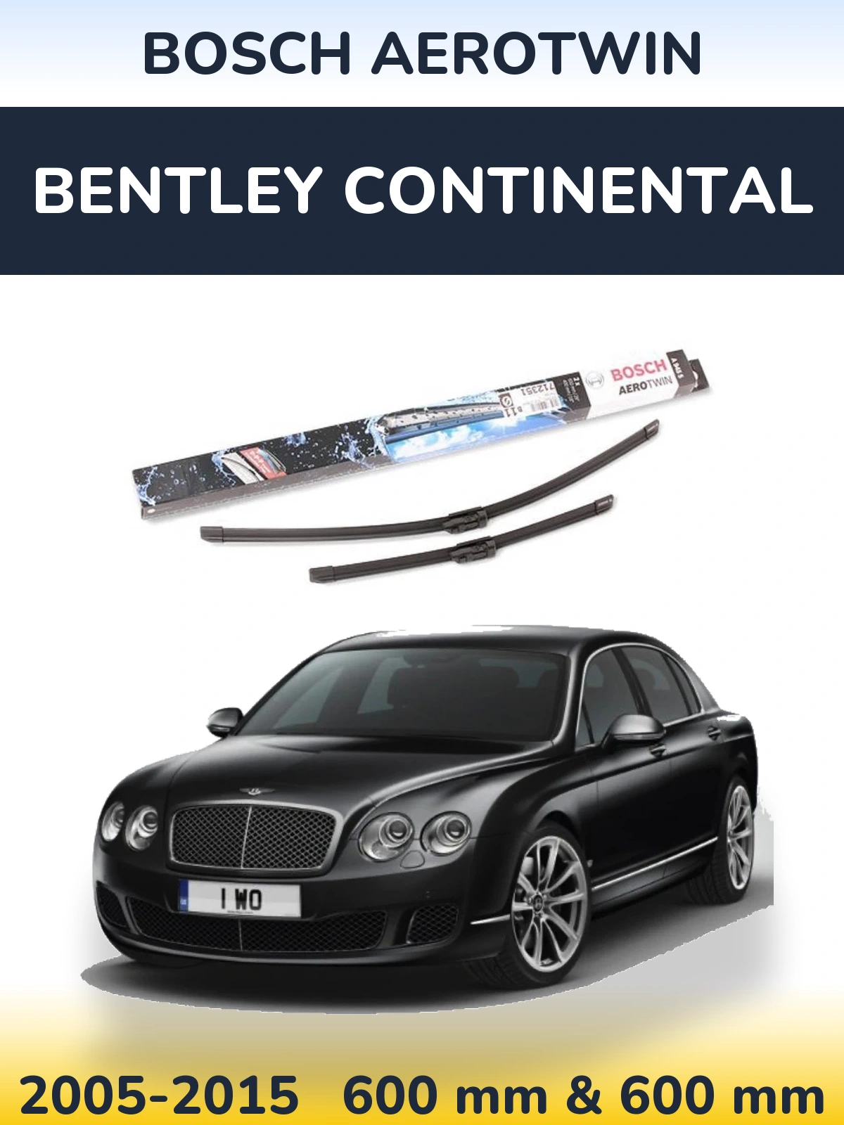 Sada předních stěračů BOSCH AeroTwin 600 a 600 mm pro Bentley Continental 2005-2015