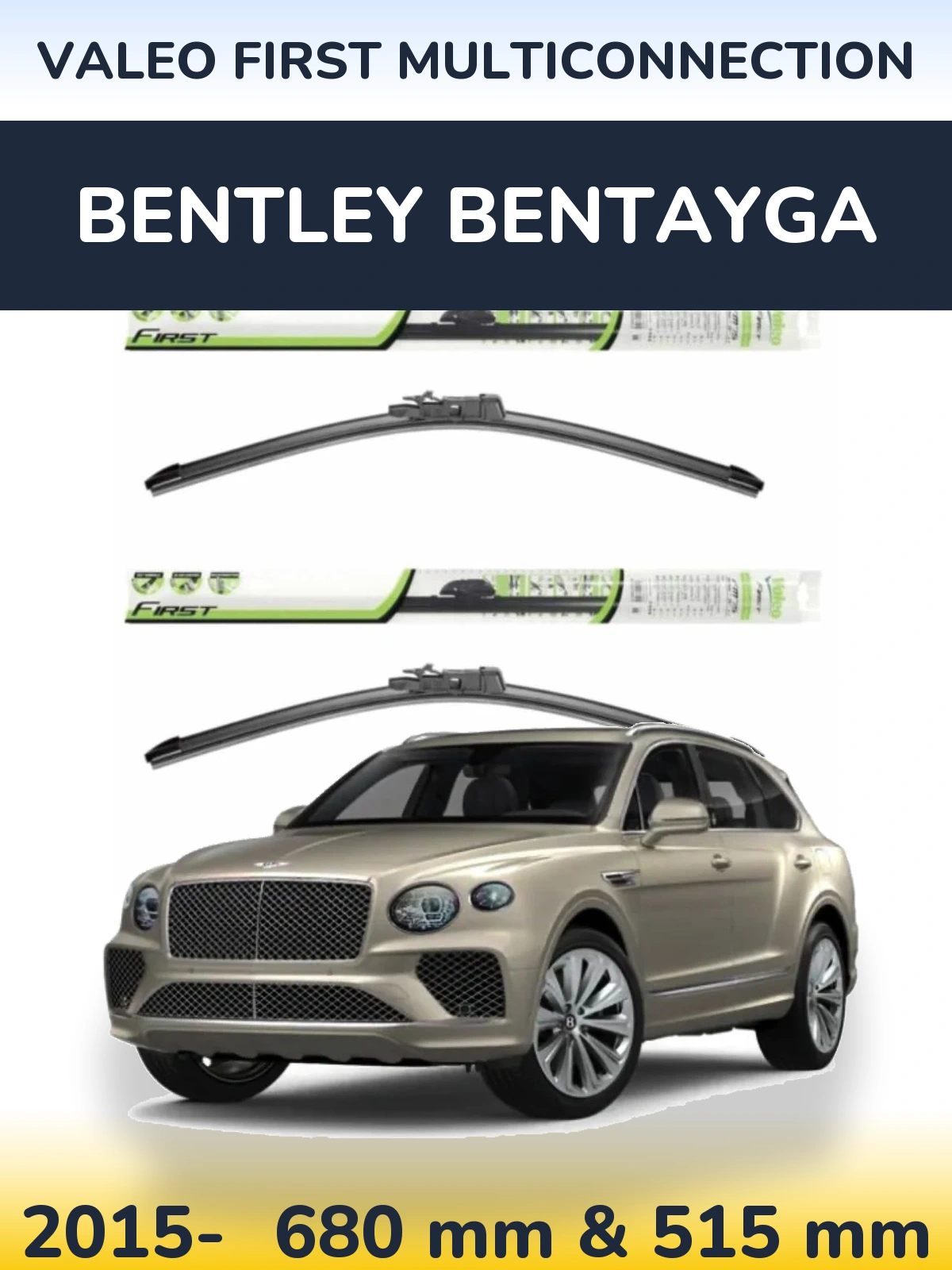 Sada předních stěračů Valeo First MultiConnection 700 a 500 mm pro Bentley Bentayga 2015-2026