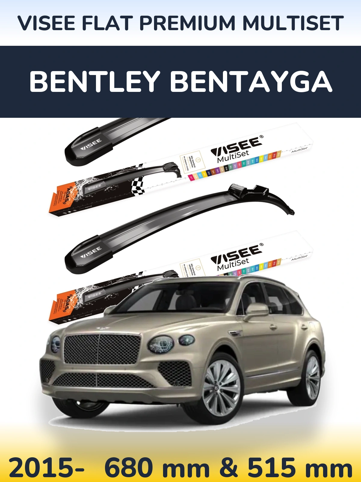 Sada předních stěračů VISEE FLAT PREMIUM MultiSet 680 a 500 mm pro Bentley Bentayga 2015-2026