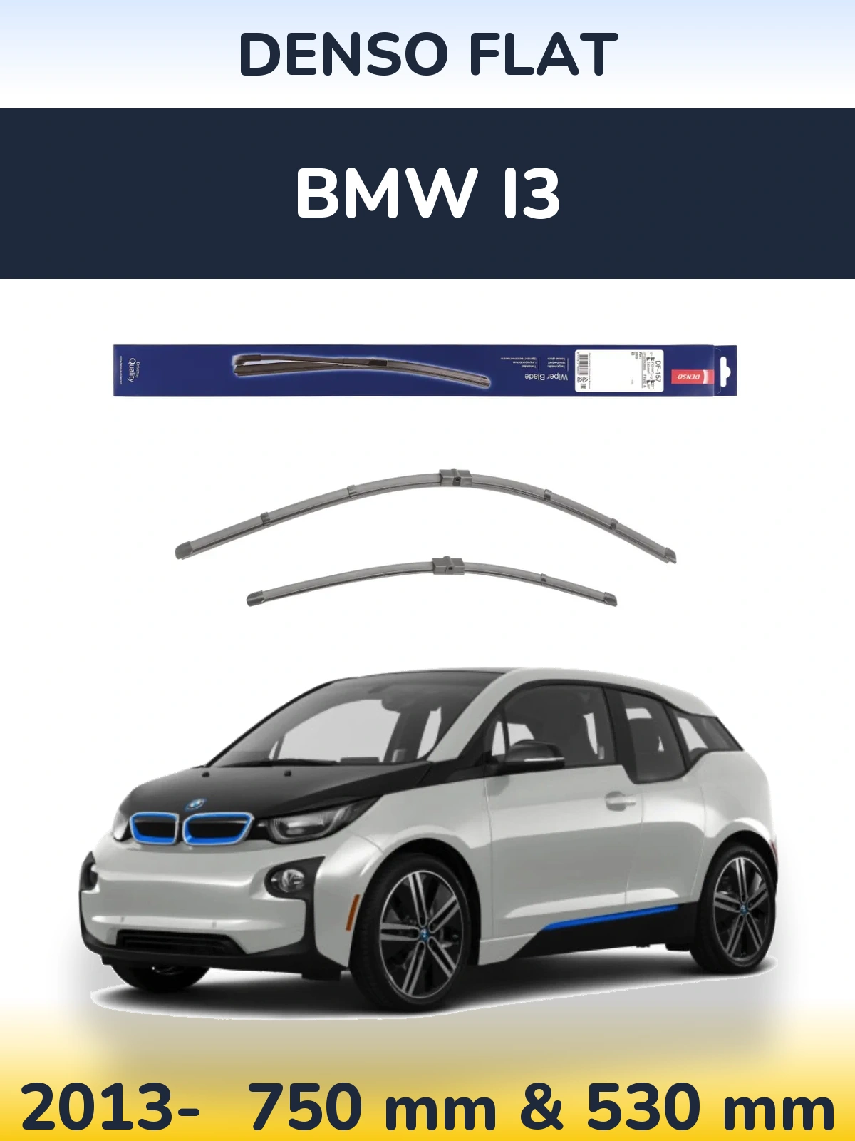 Sada předních stěračů Denso Flat 750 a 530 mm pro BMW i3 2013-2026