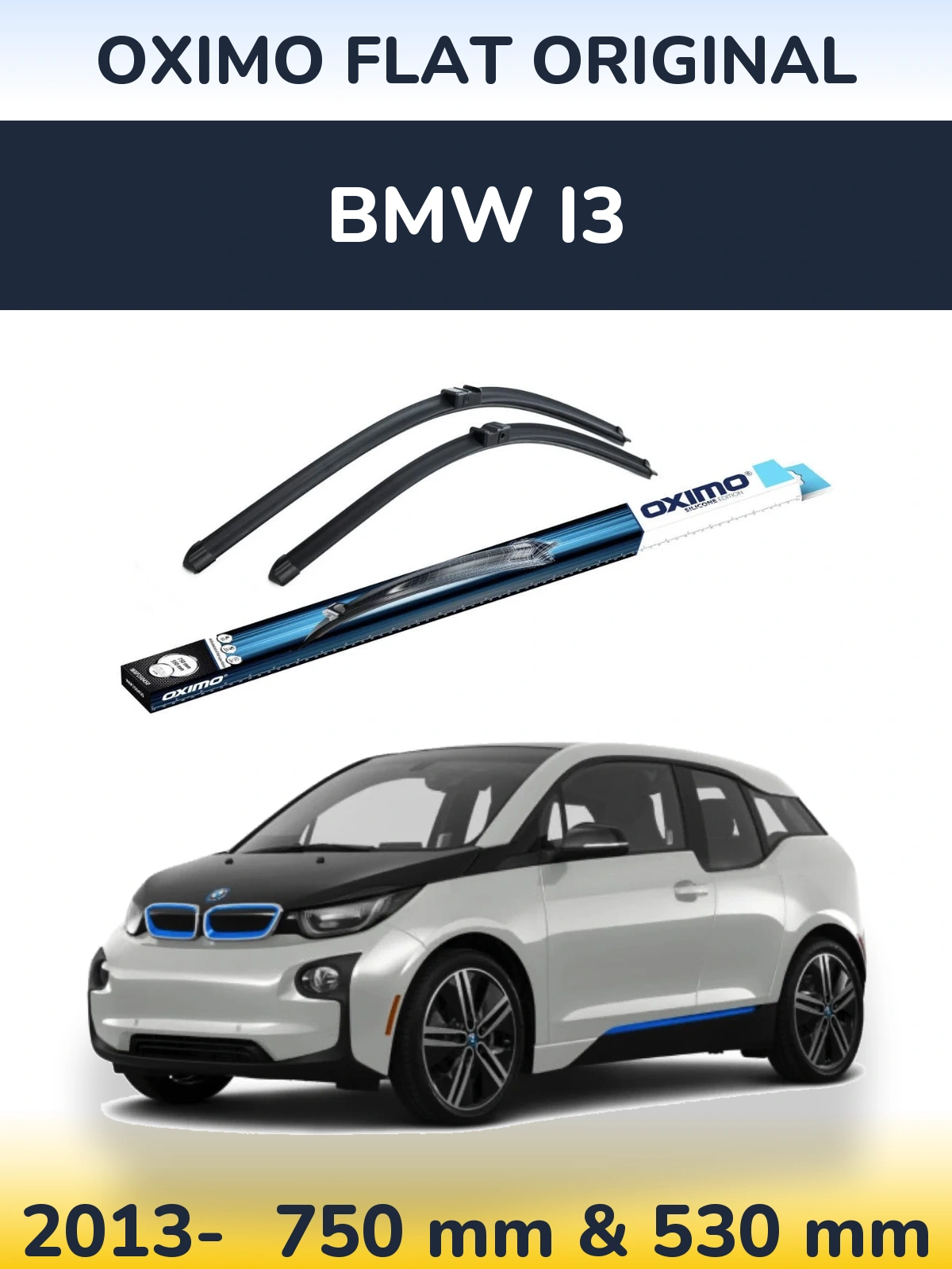 Sada předních stěračů Oximo Flat Original 750 a 530 mm pro BMW i3 2013-2026