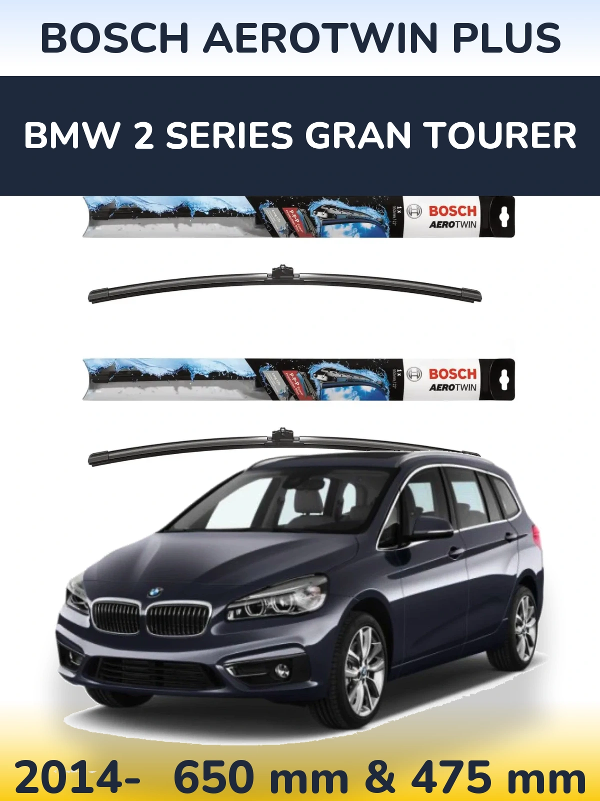 Sada předních stěračů BOSCH AeroTwin Plus 650 a 475 mm pro BMW 2 Series Gran Tourer 2014-2026