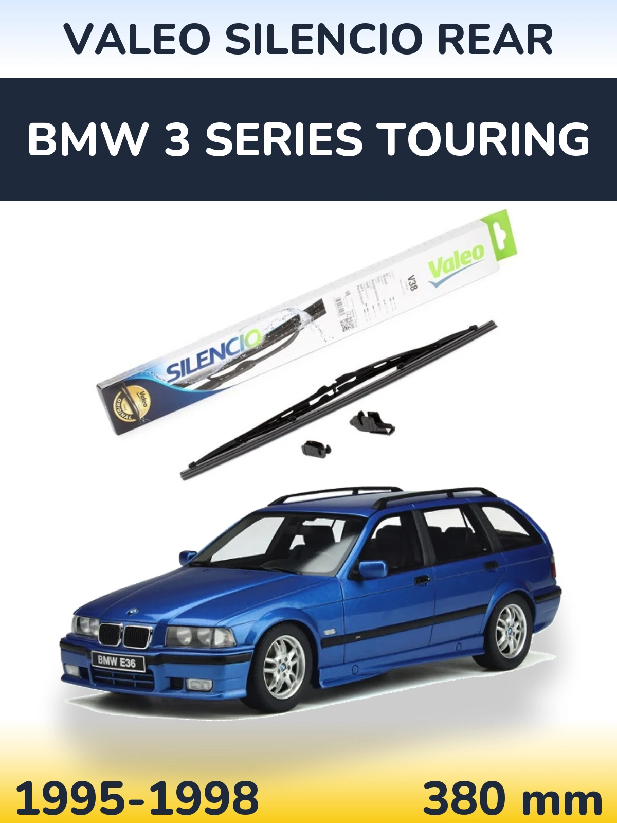 Zadní stěrač Valeo Silencio Rear 380 mm pro BMW 3 Series Touring 1995-1998