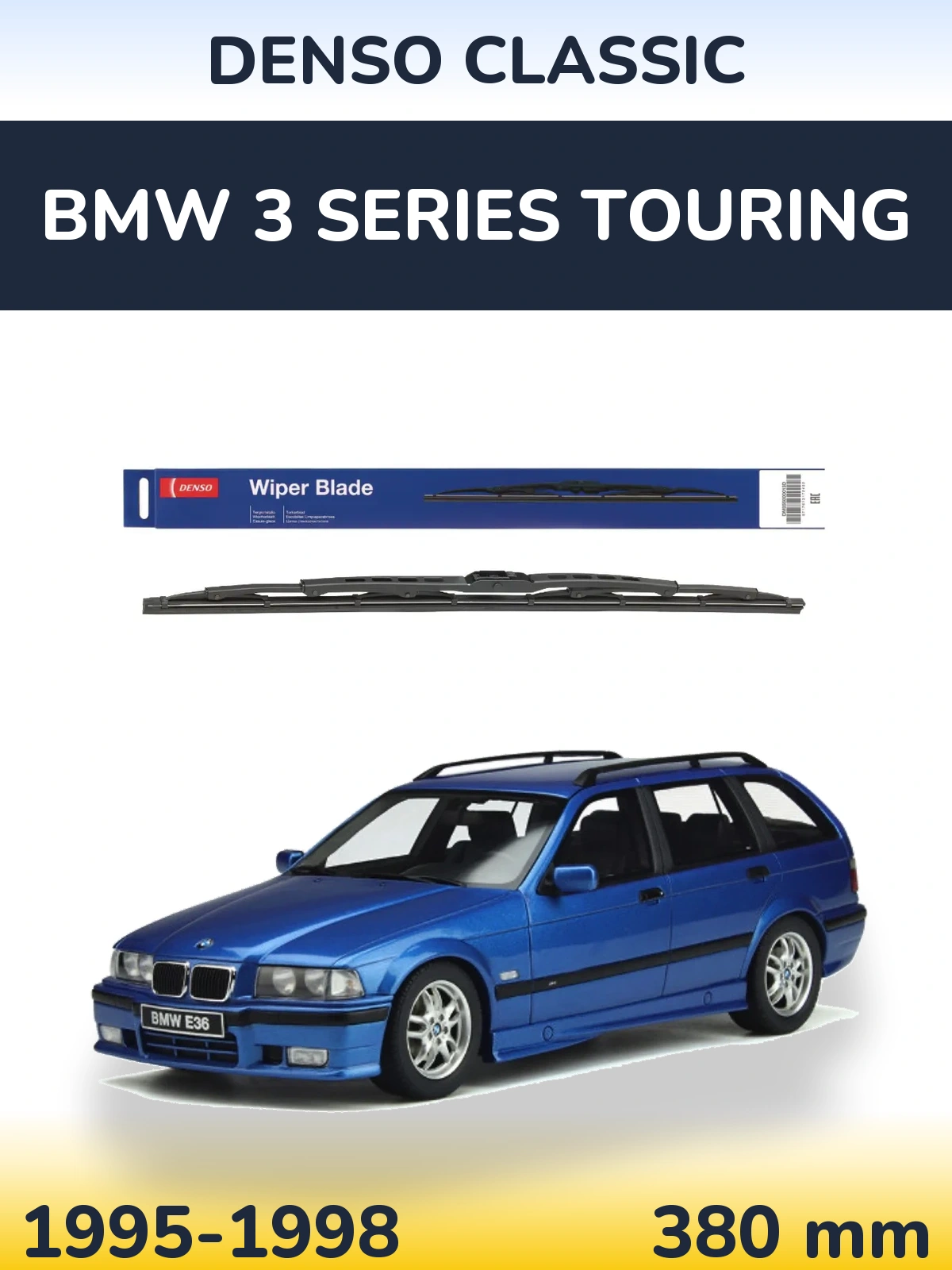 Zadní stěrač Denso Classic 380 mm pro BMW 3 Series Touring 1995-1998