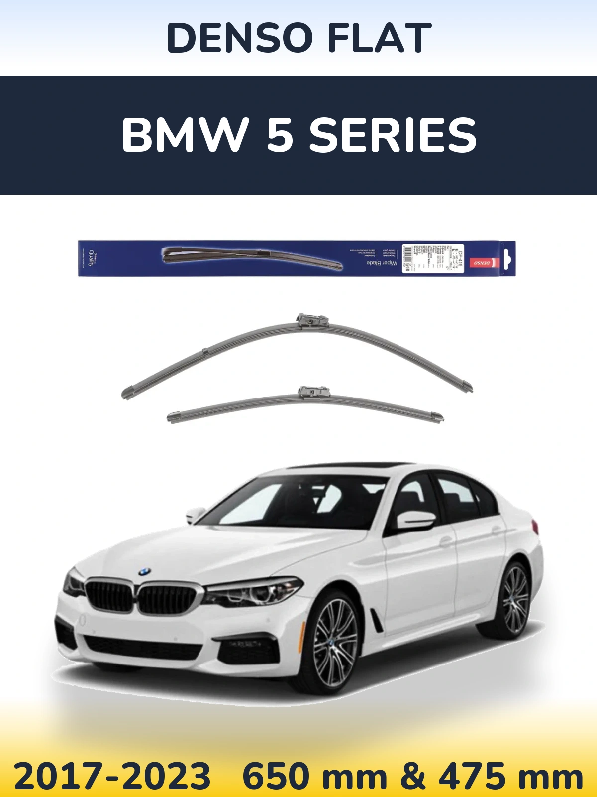 Sada předních stěračů Denso Flat 650 a 475 mm pro BMW 5 Series 2017-2023