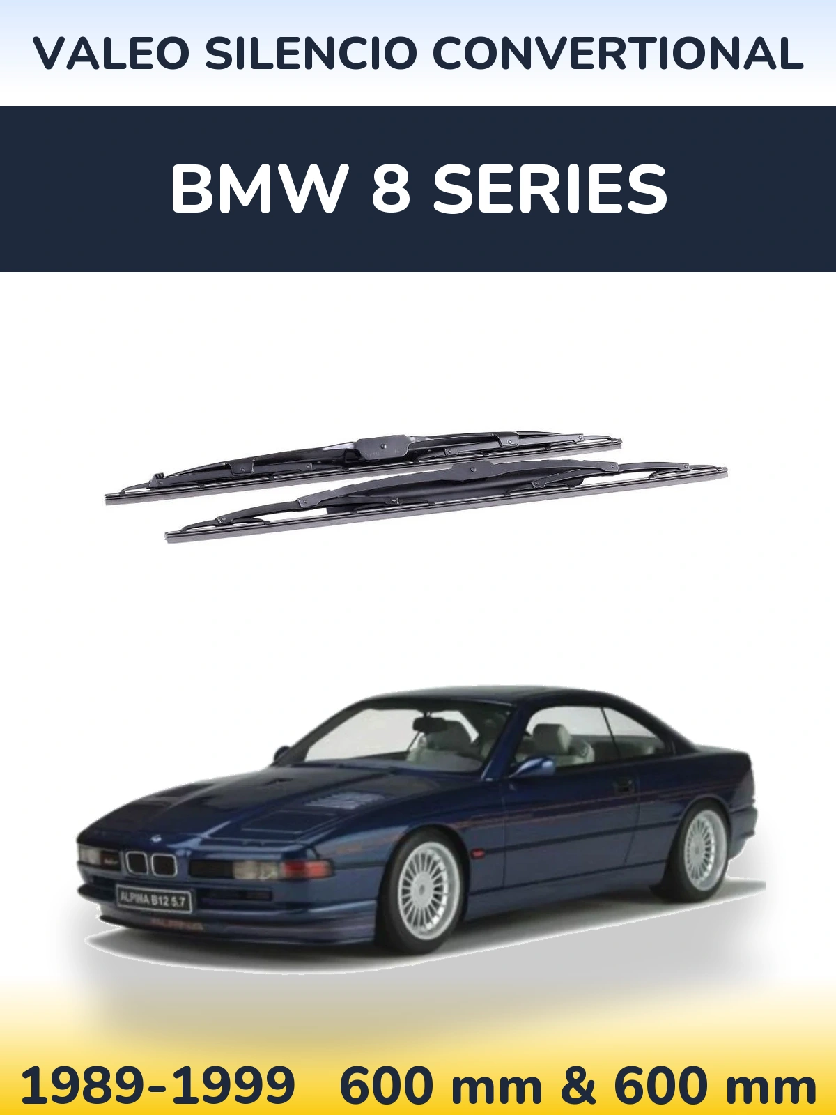 Sada předních stěračů Valeo Silencio Convertional 600 a 600 mm pro BMW 8 Series 1989-1999