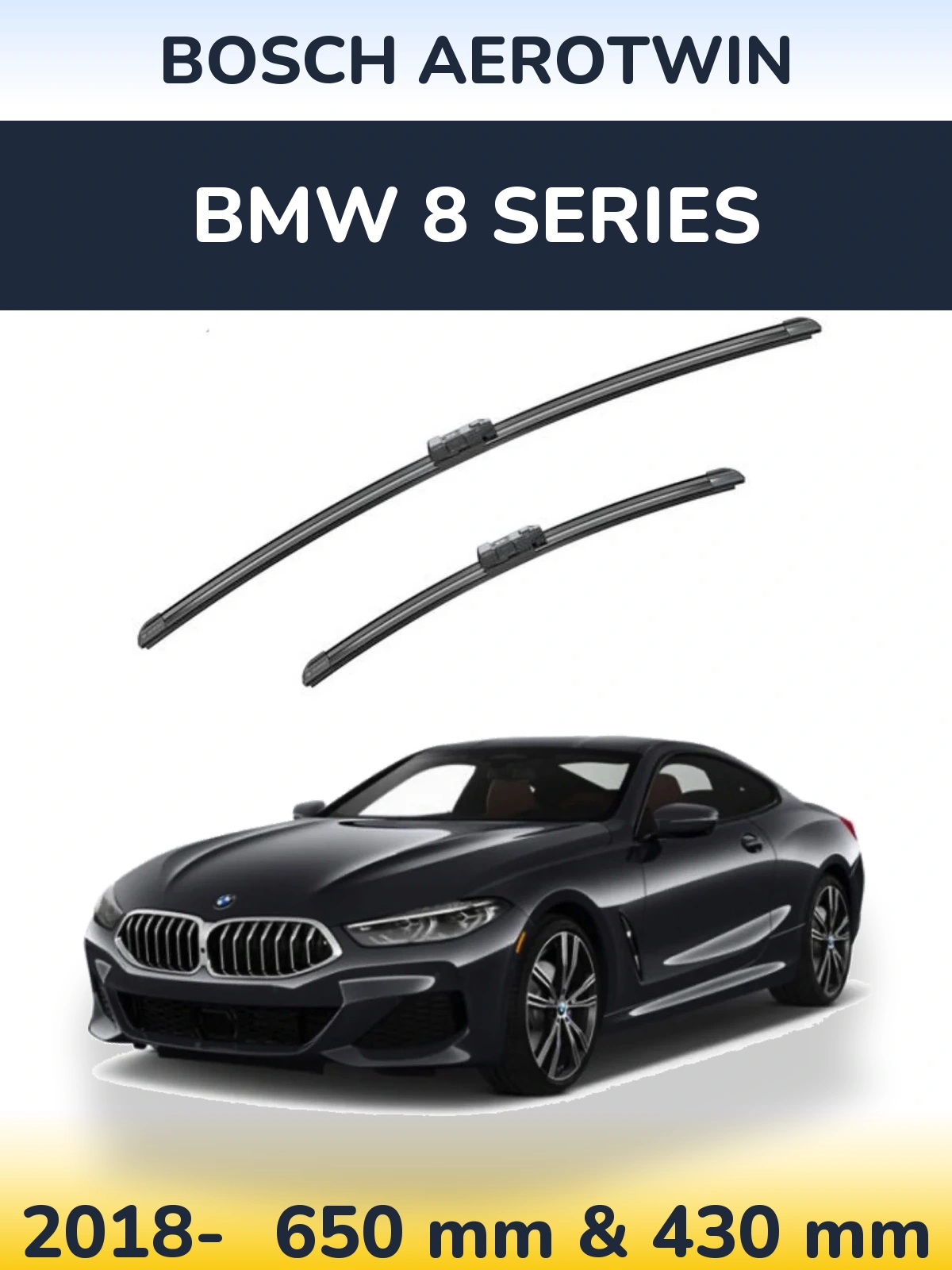 Sada předních stěračů BOSCH AeroTwin 650 a 430 mm pro BMW 8 Series 2018-2026