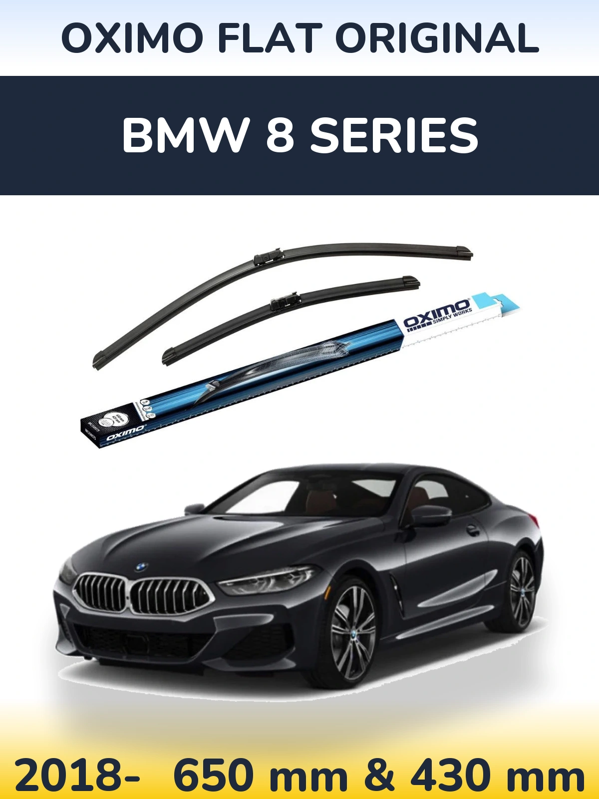 Sada předních stěračů Oximo Flat Original 650 a 430 mm pro BMW 8 Series 2018-2026