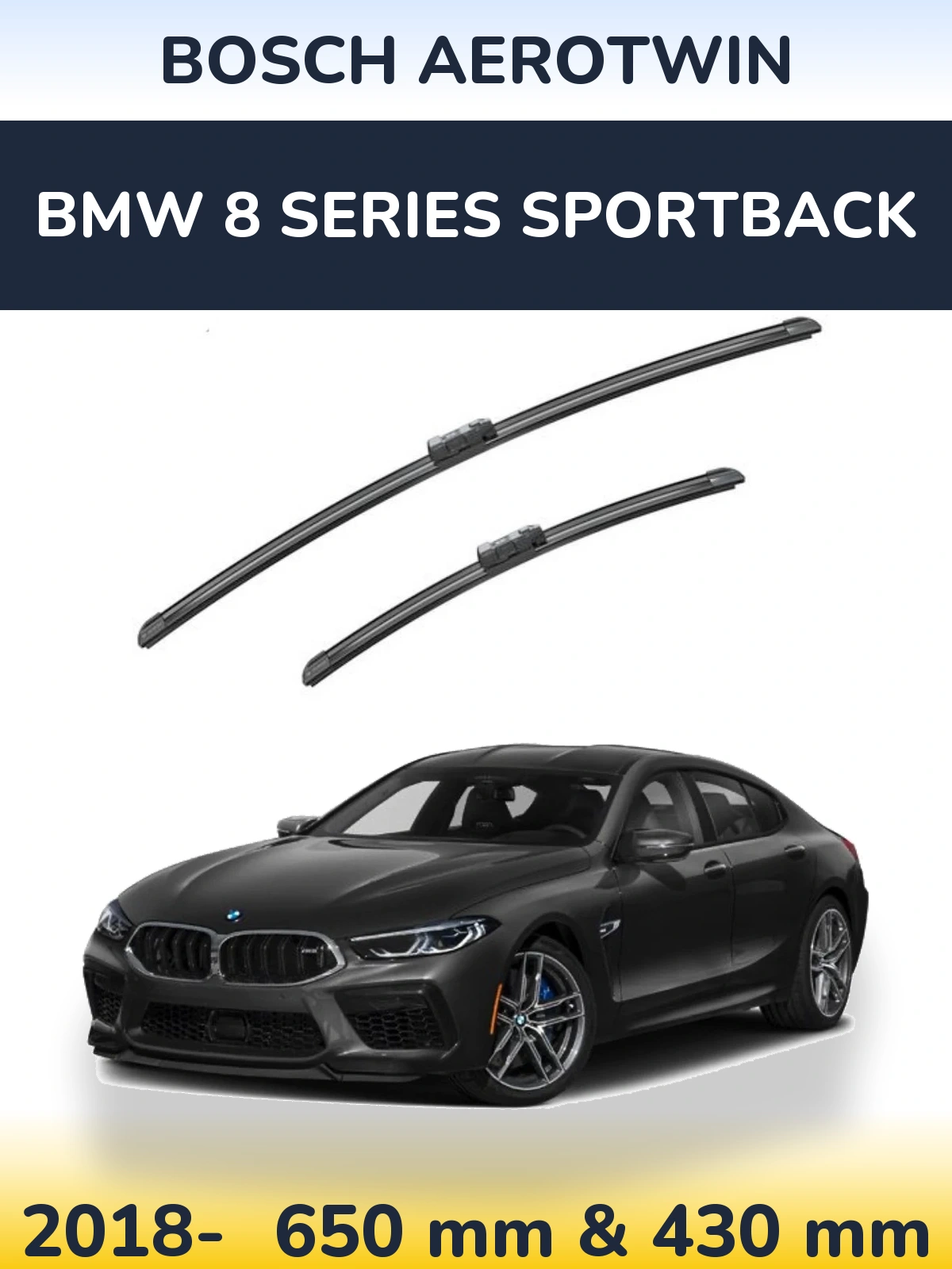 Sada předních stěračů BOSCH AeroTwin 650 a 430 mm pro BMW 8 Series Sportback 2018-2026