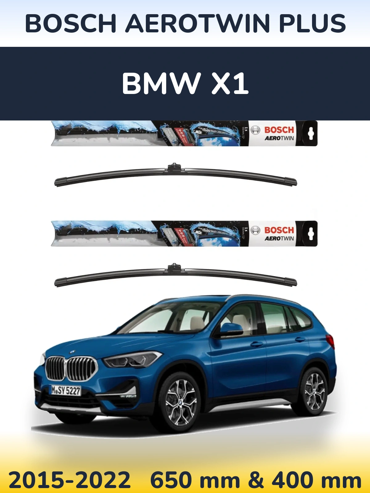 Sada předních stěračů BOSCH AeroTwin Plus 650 a 400 mm pro BMW X1 2015-2022