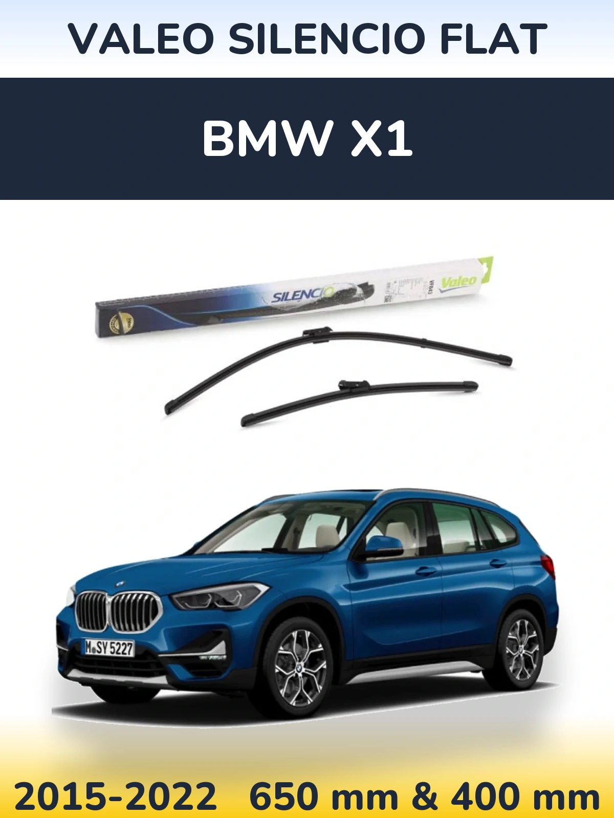 Комплект передніх щіток Valeo Silencio Flat 650 & 400 мм для BMW X1 2015-2022