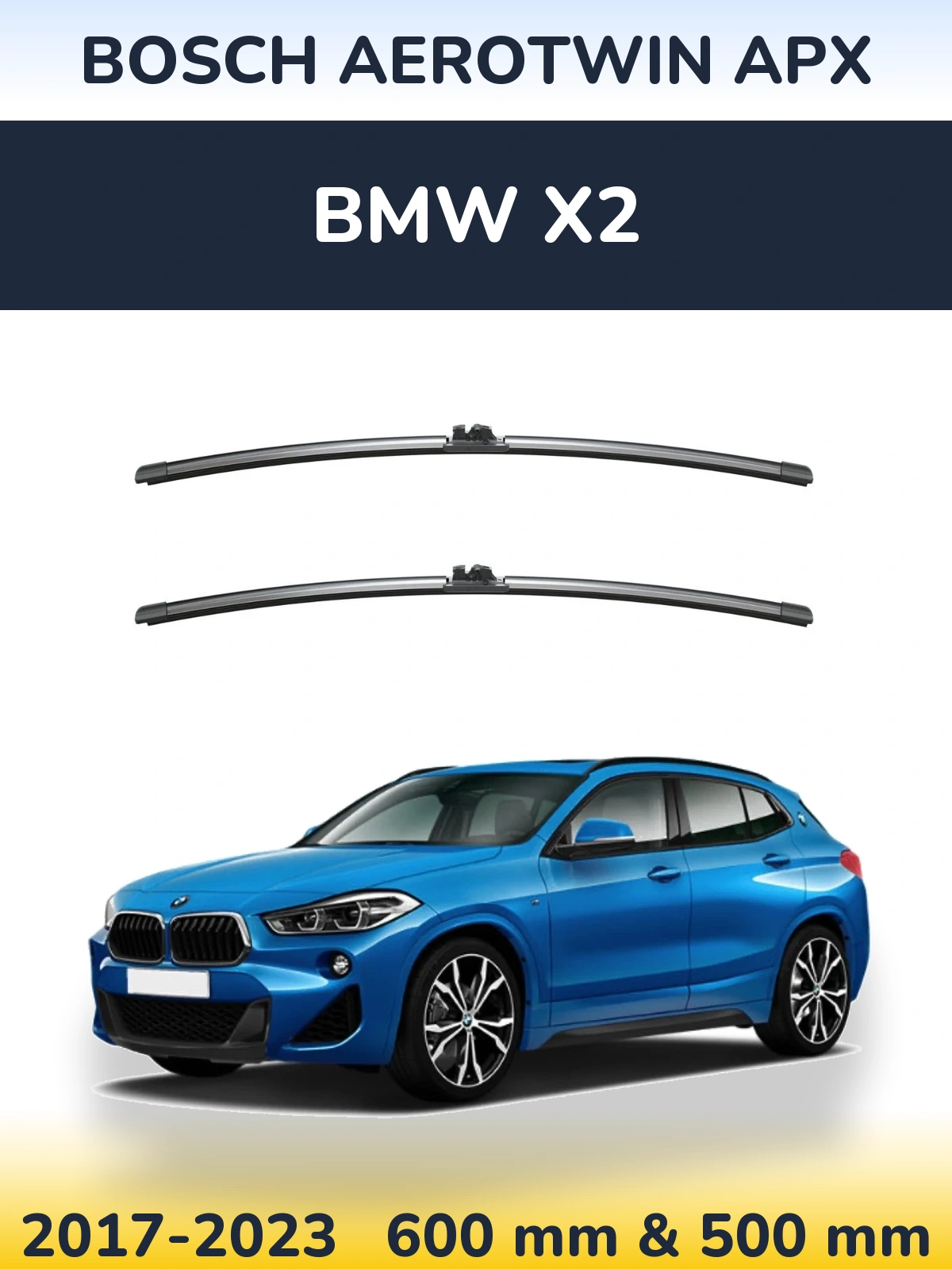 Sada předních stěračů BOSCH AeroTwin APX 600 a 500 mm pro BMW X2 2017-2023