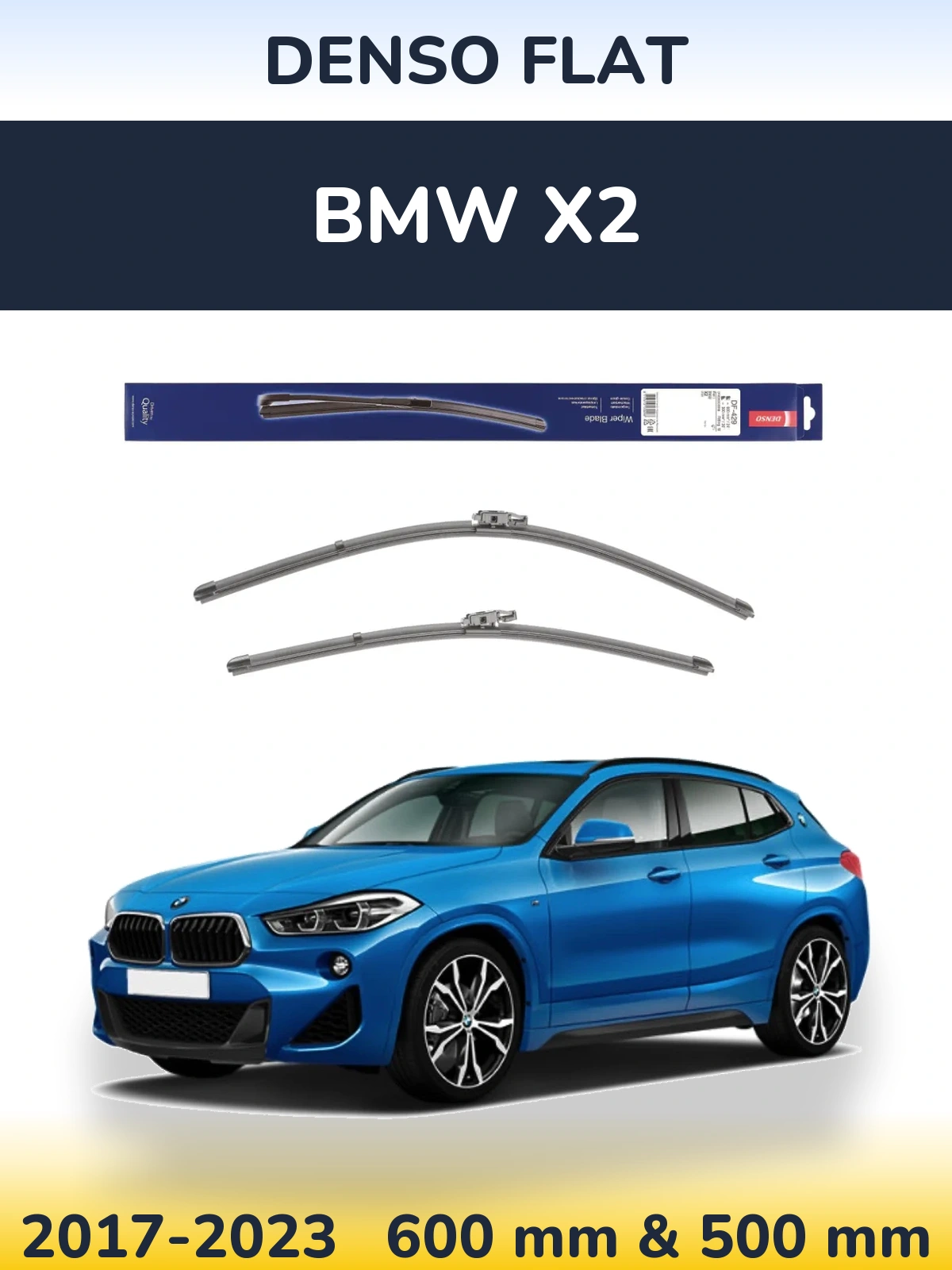 Sada předních stěračů Denso Flat 600 a 500 mm pro BMW X2 2017-2023