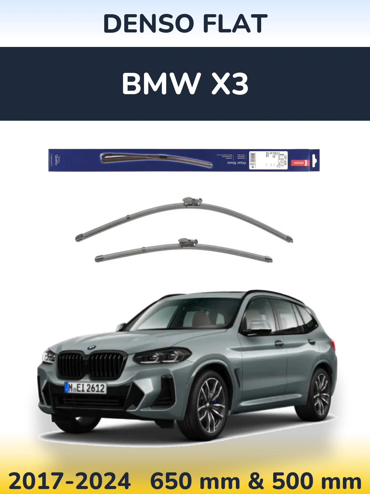 Sada předních stěračů Denso Flat 650 a 500 mm pro BMW X3 2017-2024