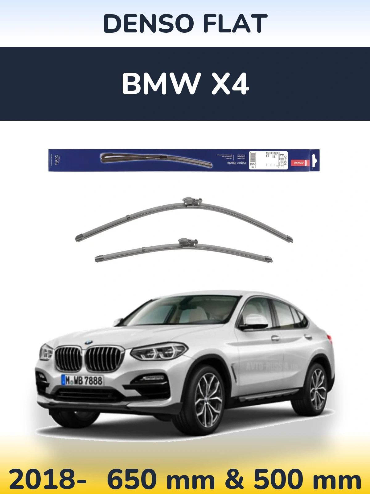 Sada předních stěračů Denso Flat 650 a 500 mm pro BMW X4 2018-2026