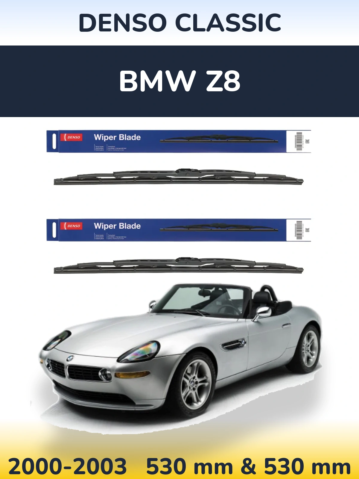 Sada předních stěračů Denso Classic 530 a 530 mm pro BMW Z8 2000-2003