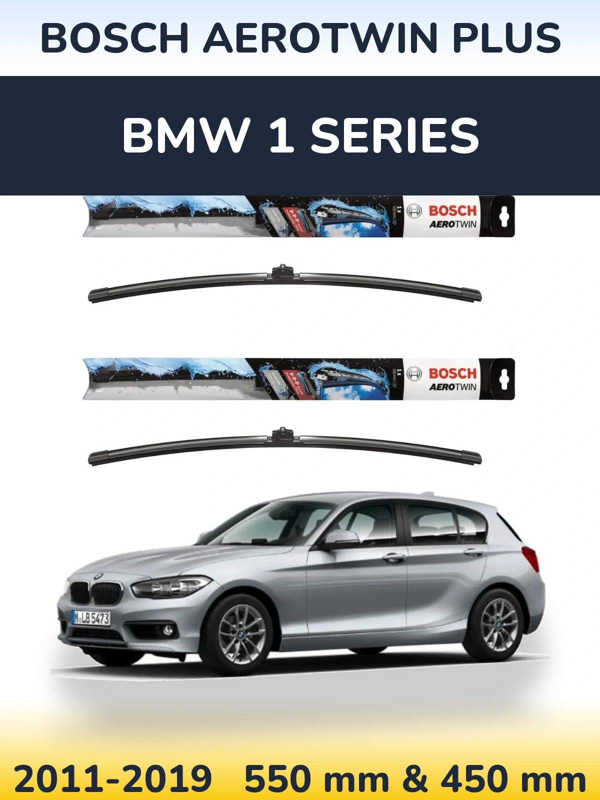 Sada předních stěračů BOSCH AeroTwin Plus 550 a 450 mm pro BMW 1 Series 2011-2019
