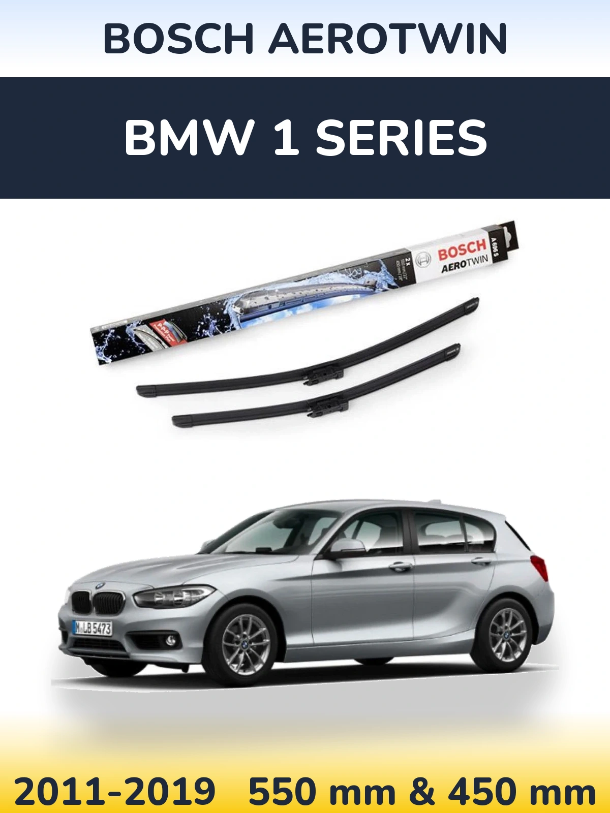 Sada předních stěračů BOSCH AeroTwin 550 a 450 mm pro BMW 1 Series 2011-2019