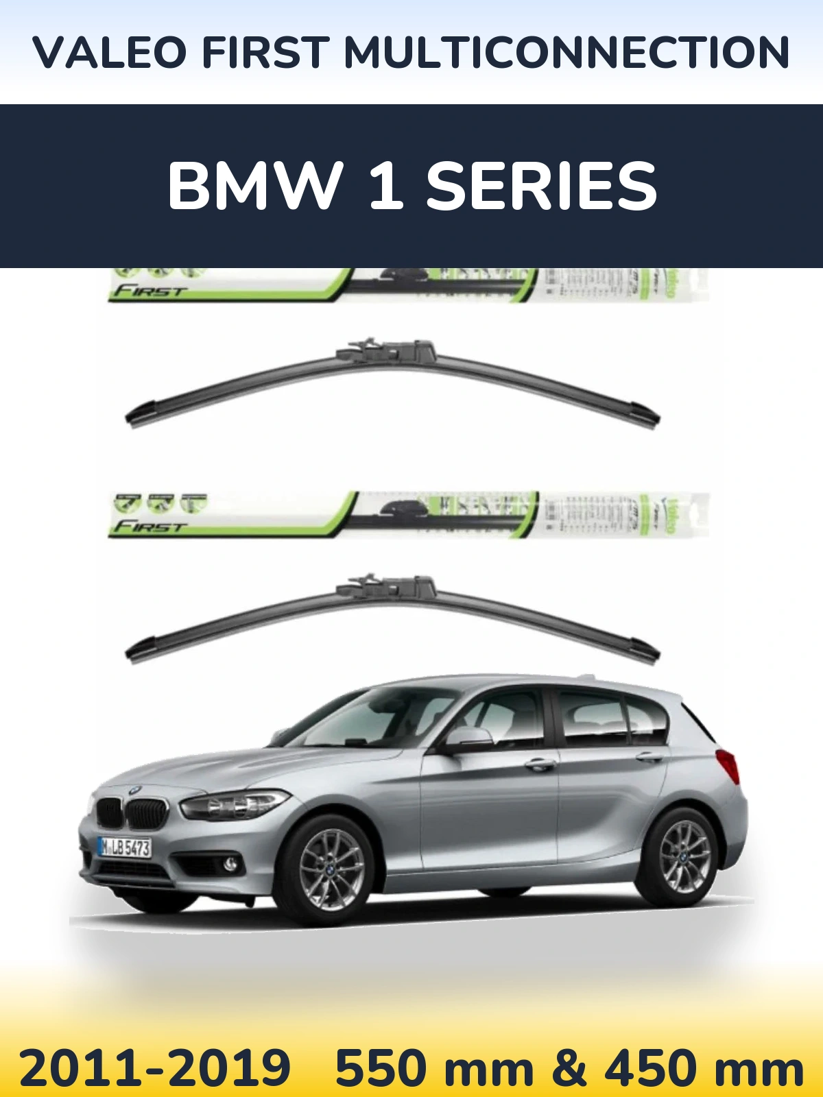 Sada předních stěračů Valeo First MultiConnection 550 a 450 mm pro BMW 1 Series 2011-2019
