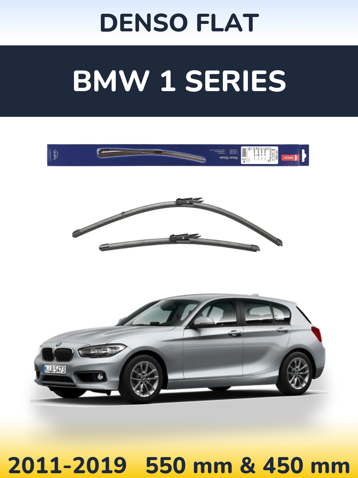 Sada předních stěračů Denso Flat 550 a 450 mm pro BMW 1 Series 2011-2019
