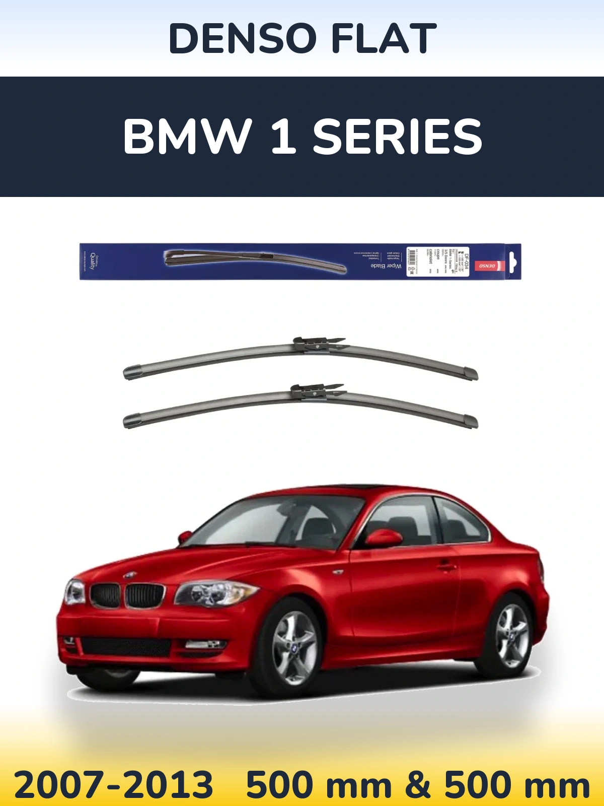 Sada předních stěračů Denso Flat 500 a 500 mm pro BMW 1 Series 2007-2013