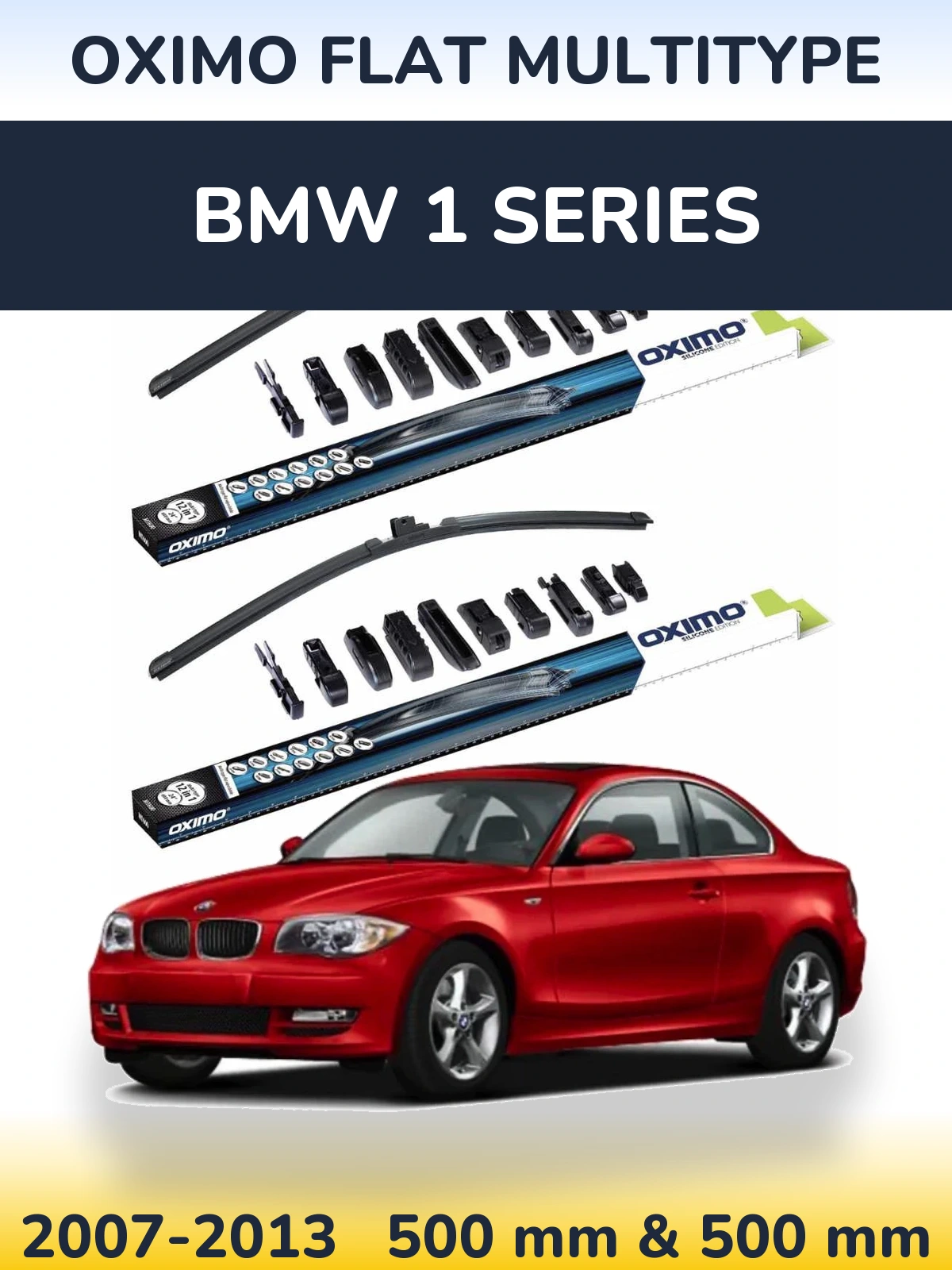 Sada předních stěračů Oximo Flat MultiType 500 a 500 mm pro BMW 1 Series 2007-2013