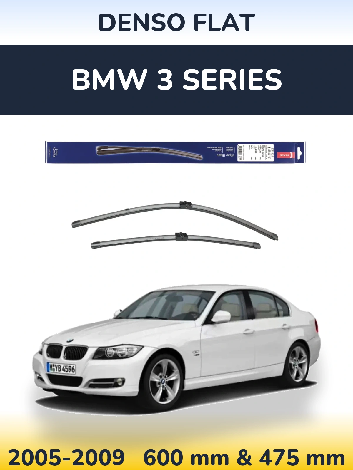 Sada předních stěračů Denso Flat 600 a 475 mm pro BMW 3 Series 2005-2009