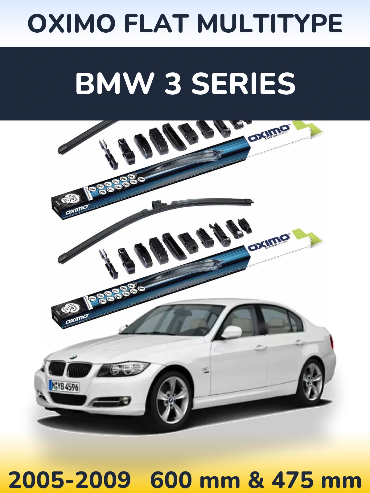 Sada předních stěračů Oximo Flat MultiType 600 a 475 mm pro BMW 3 Series 2005-2009