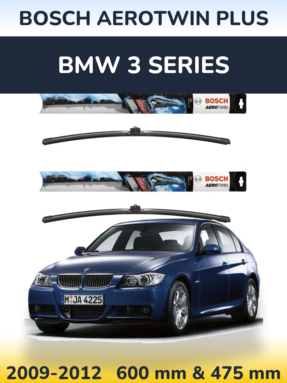 Sada předních stěračů BOSCH AeroTwin Plus 600 a 475 mm pro BMW 3 Series 2009-2012