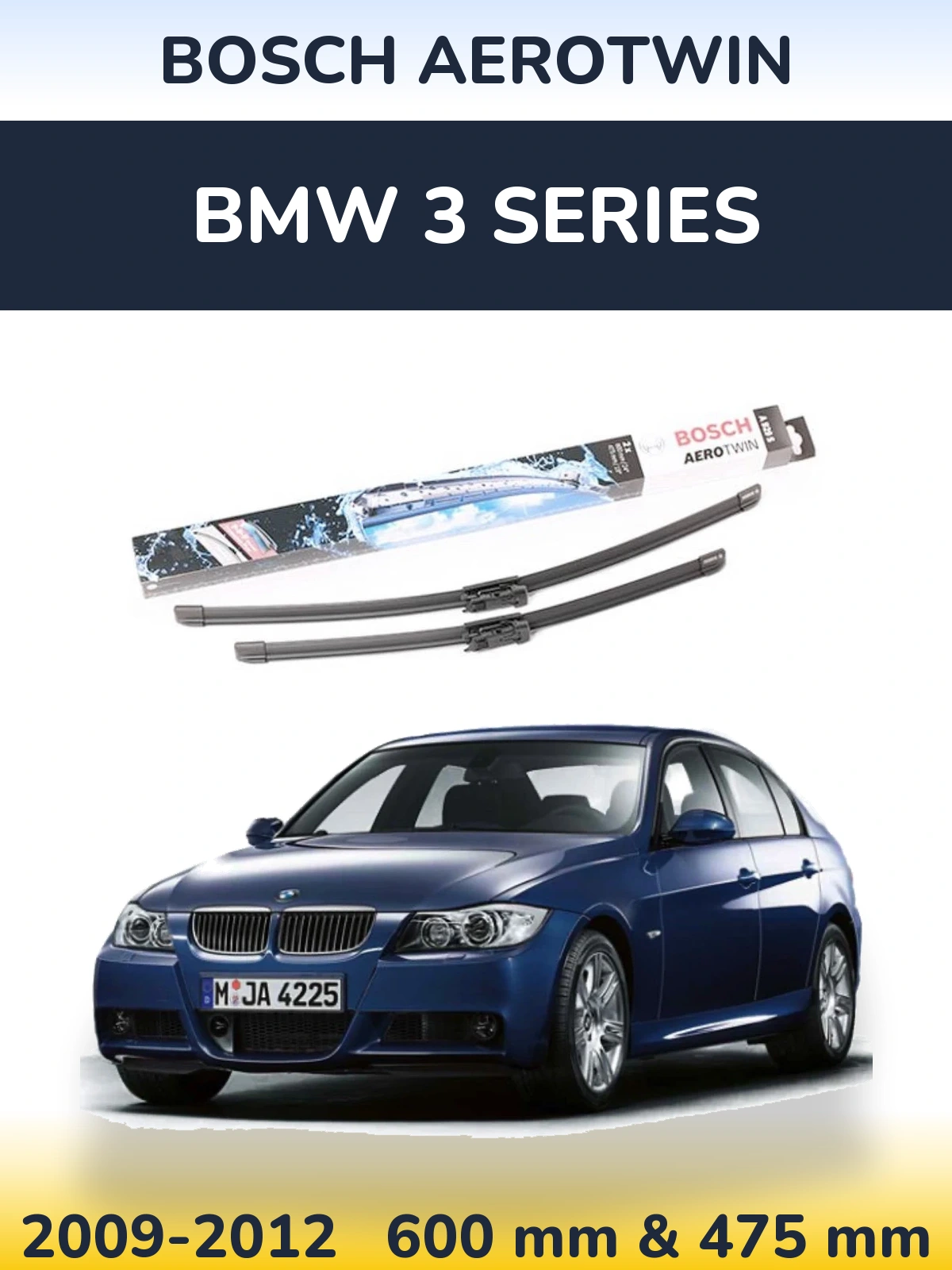 Sada předních stěračů BOSCH AeroTwin 600 a 475 mm pro BMW 3 Series 2009-2012