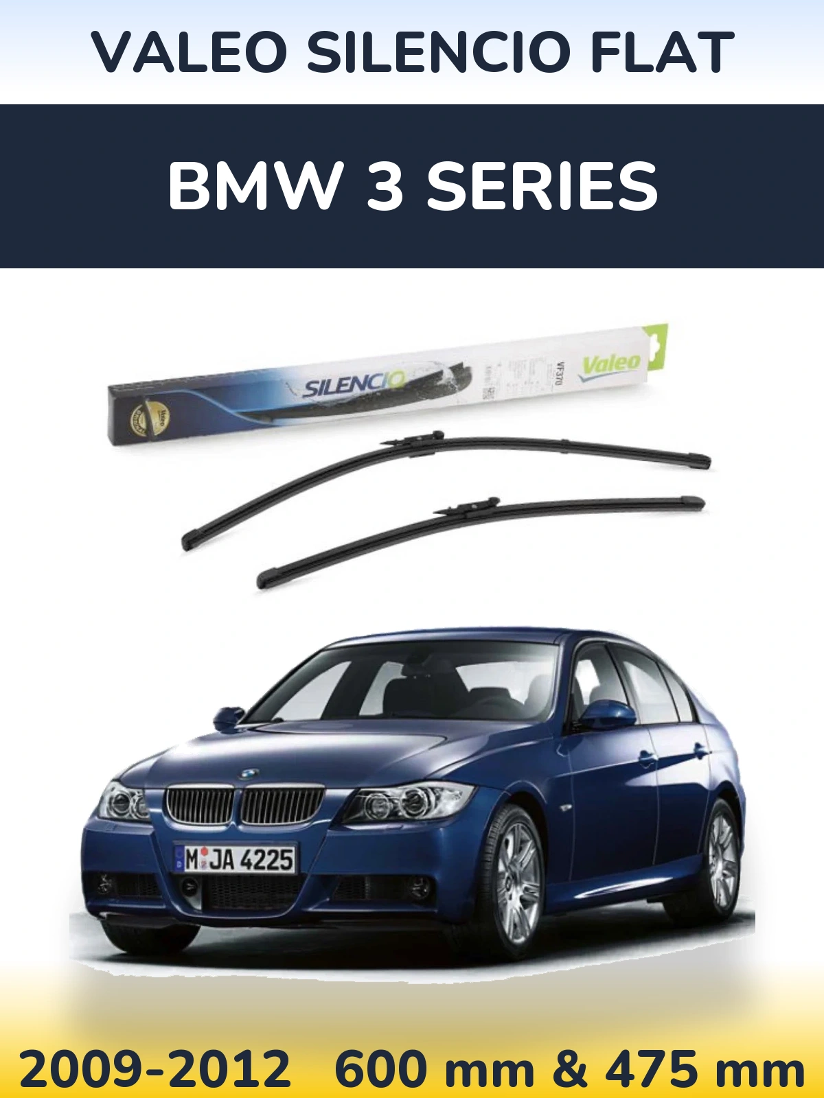 Sada předních stěračů Valeo Silencio Flat 600 a 475 mm pro BMW 3 Series 2009-2012