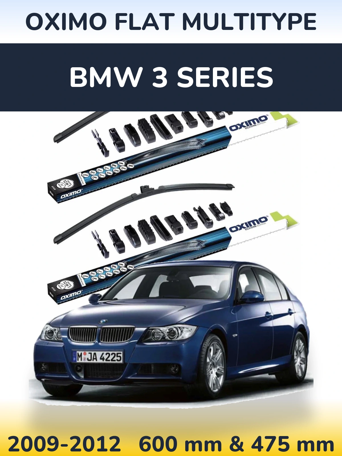 Sada předních stěračů Oximo Flat MultiType 600 a 475 mm pro BMW 3 Series 2009-2012