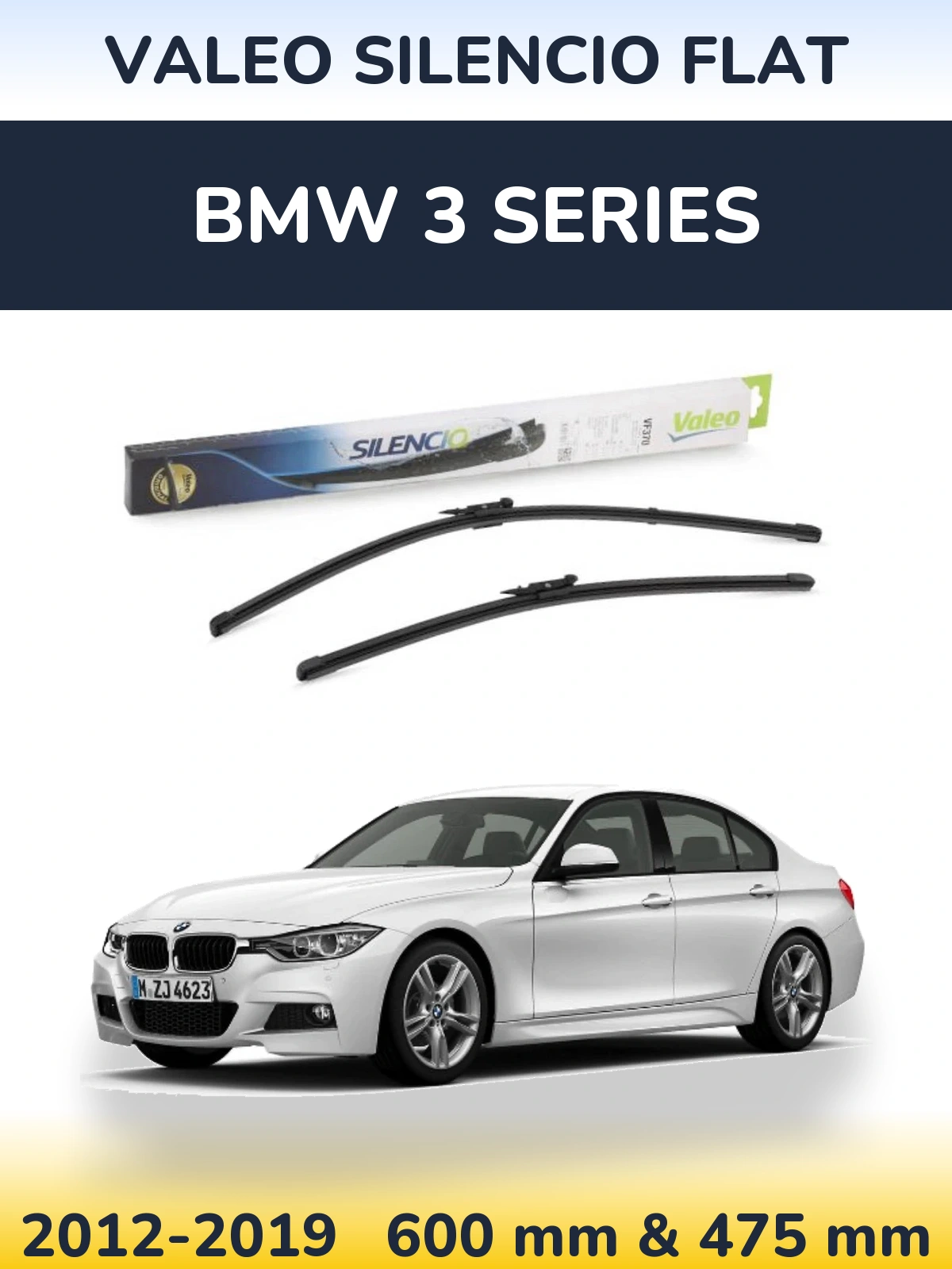 Комплект передніх щіток Valeo Silencio Flat 600 & 475 мм для BMW 3 Series 2012-2019