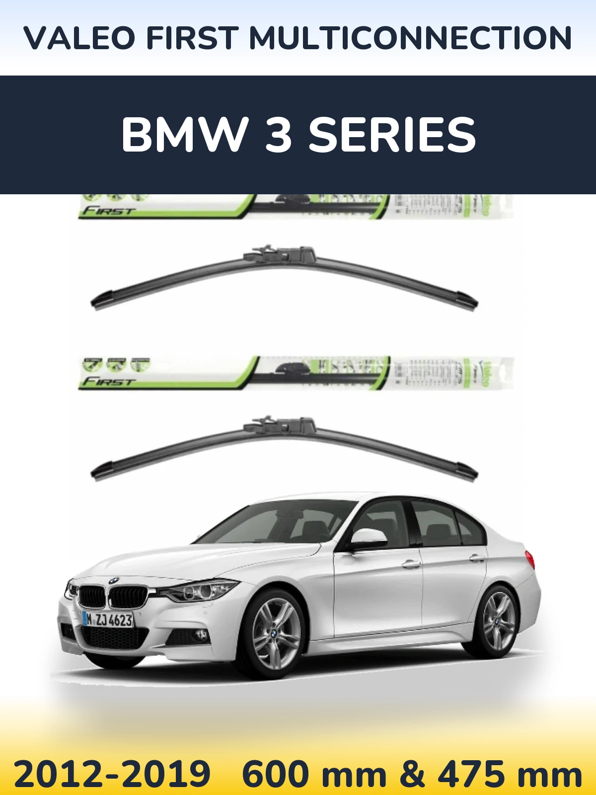 Sada předních stěračů Valeo First MultiConnection 600 a 475 mm pro BMW 3 Series 2012-2019