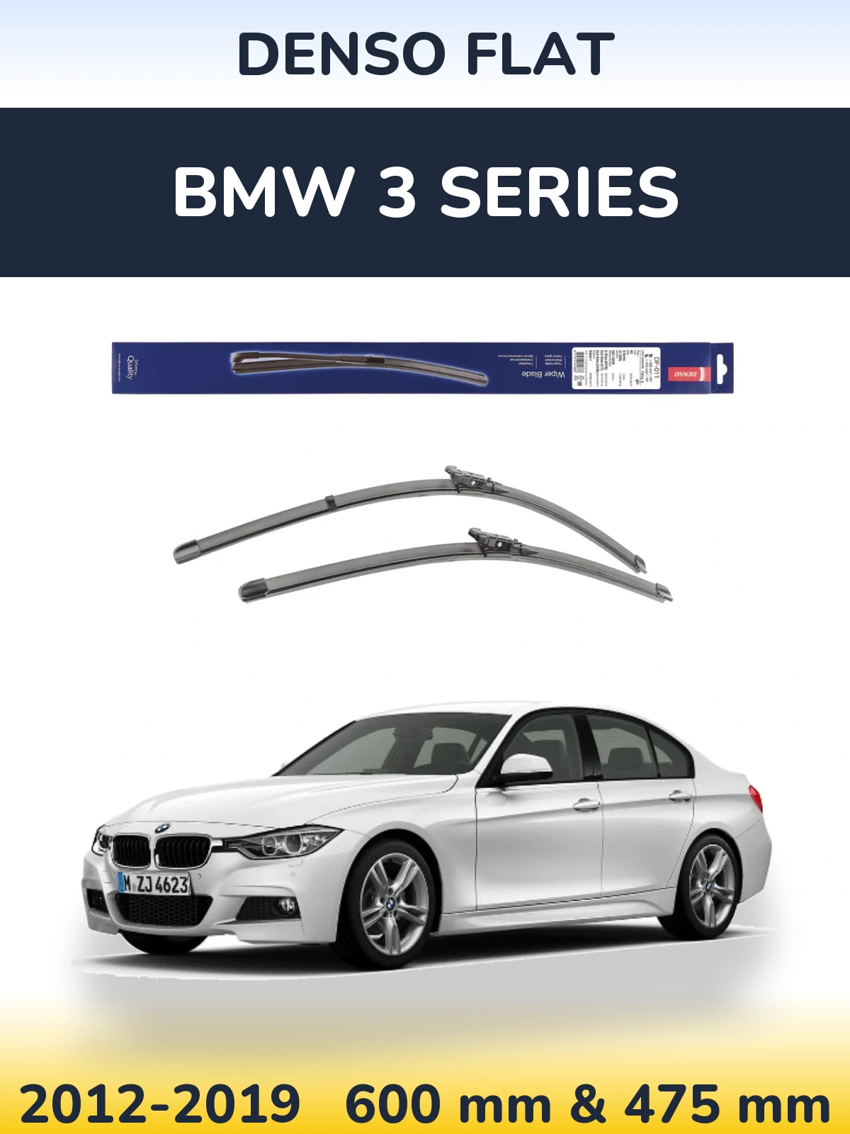 Sada předních stěračů Denso Flat 600 a 475 mm pro BMW 3 Series 2012-2019