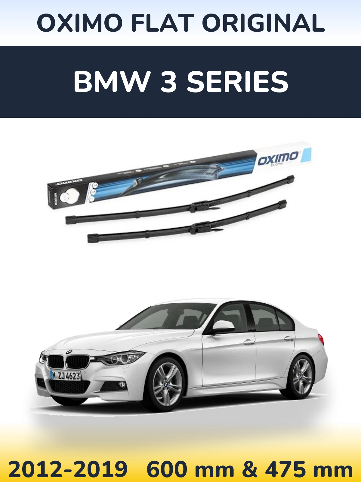 Sada předních stěračů Oximo Flat Original 600 a 475 mm pro BMW 3 Series 2012-2019