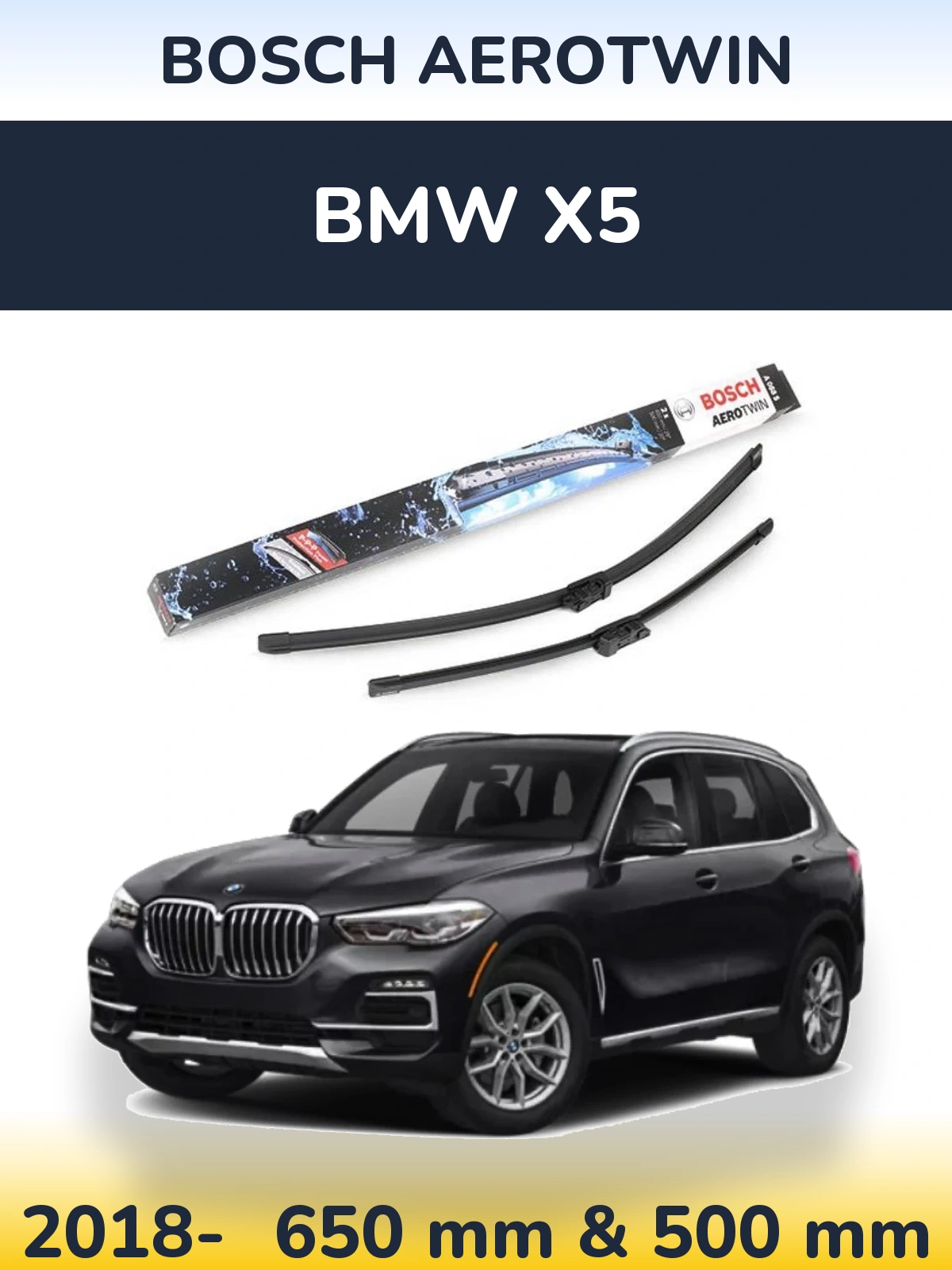 Sada předních stěračů BOSCH AeroTwin 650 a 500 mm pro BMW X5 2018-2026