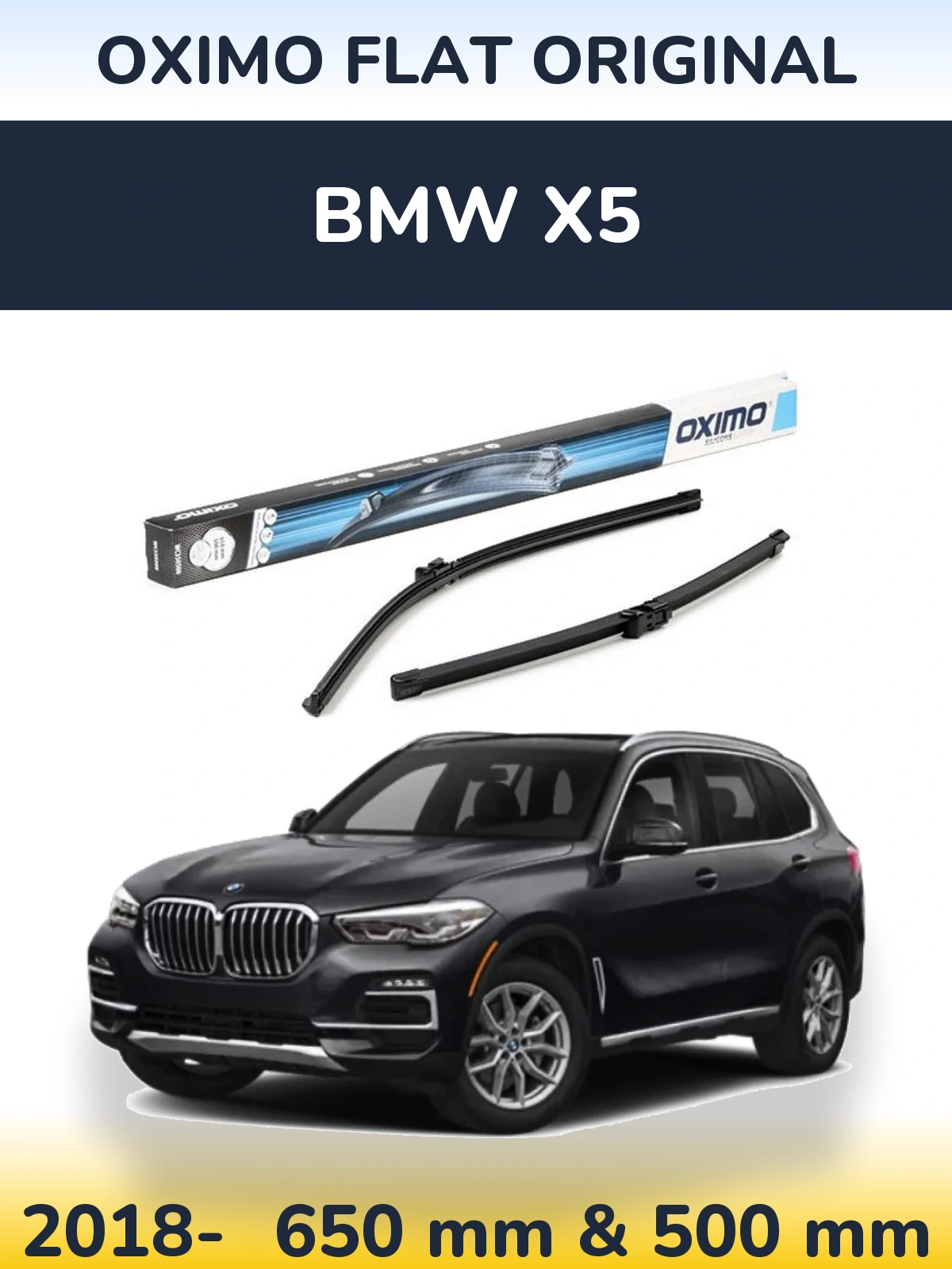 Sada předních stěračů Oximo Flat Original 650 a 500 mm pro BMW X5 2018-2026