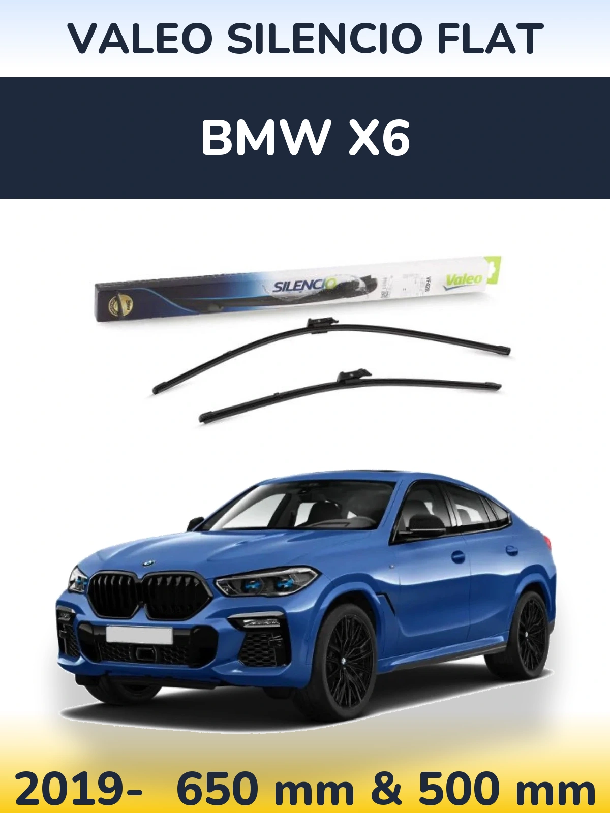 Sada předních stěračů Valeo Silencio Flat 650 a 500 mm pro BMW X6 2019-2026