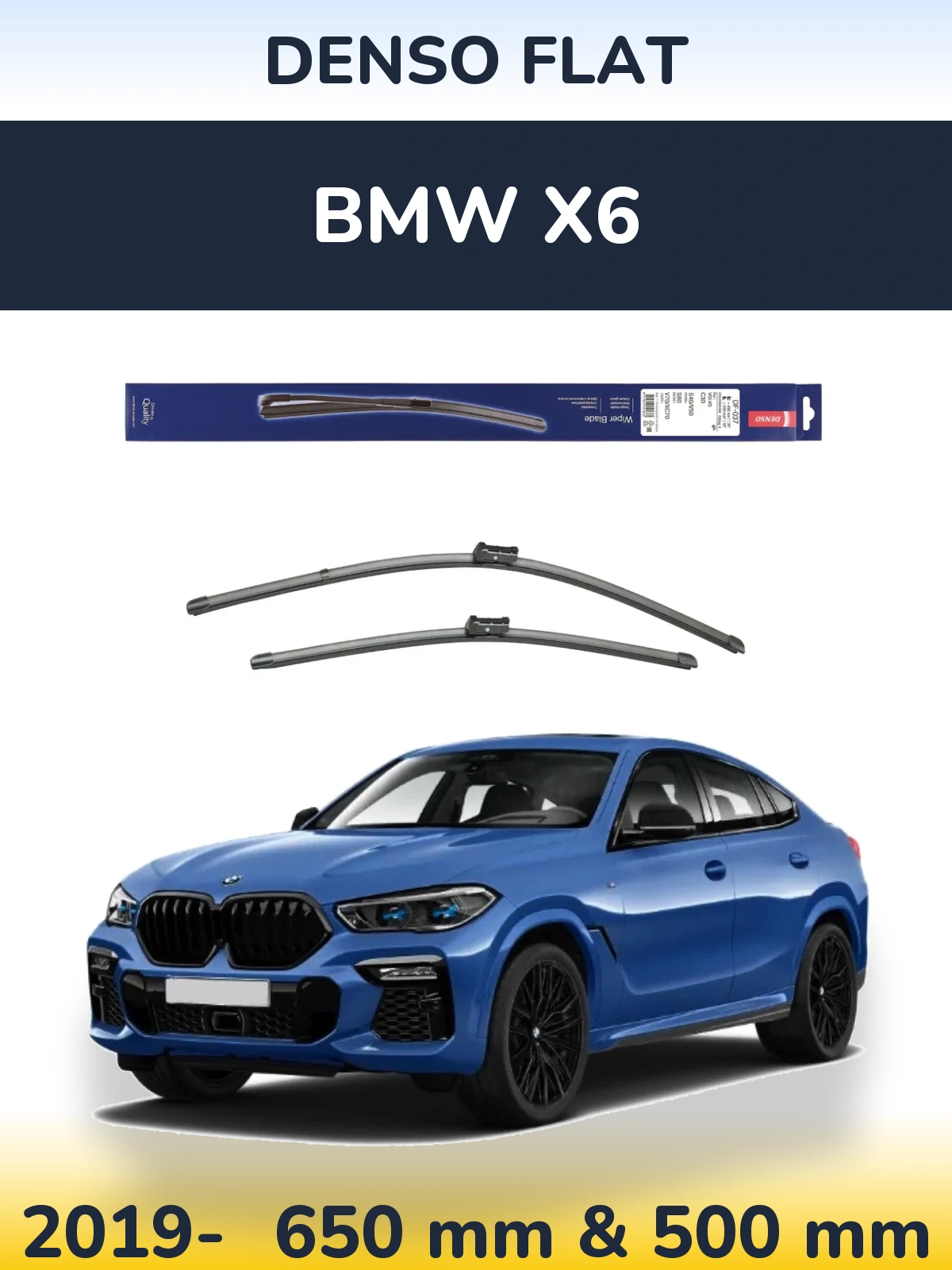 Sada předních stěračů Denso Flat 650 a 500 mm pro BMW X6 2019-2026