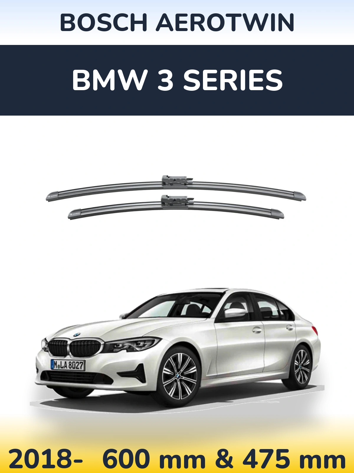 Sada předních stěračů BOSCH AeroTwin 600 a 475 mm pro BMW 3 Series 2018-2026