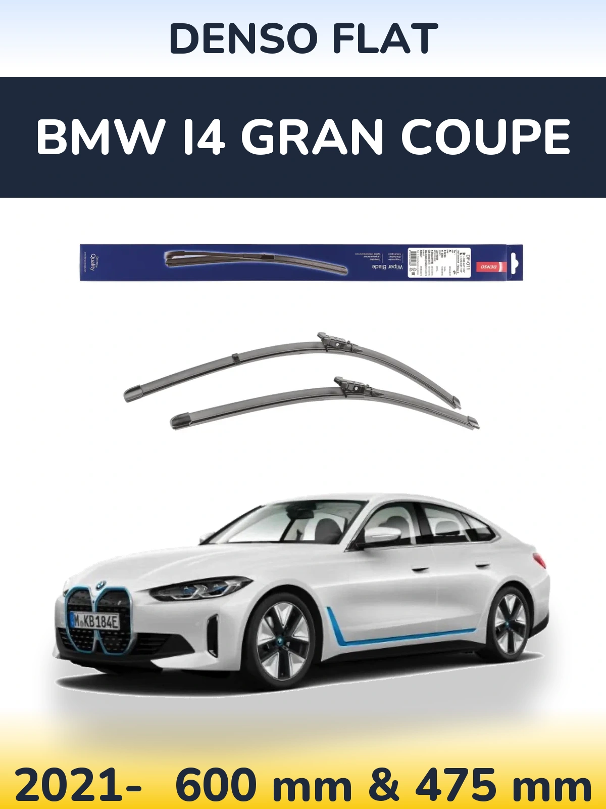 Sada předních stěračů Denso Flat 600 a 475 mm pro BMW i4 Gran Coupe 2021-2026