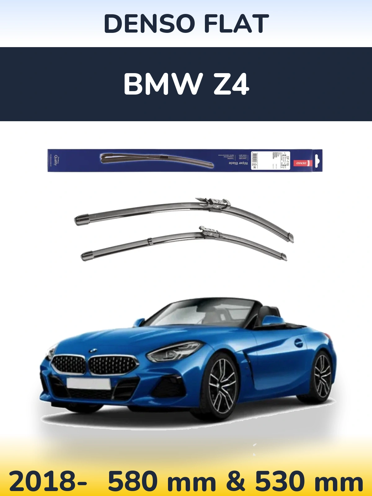 Sada předních stěračů Denso Flat 580 a 530 mm pro BMW Z4 2018-2026