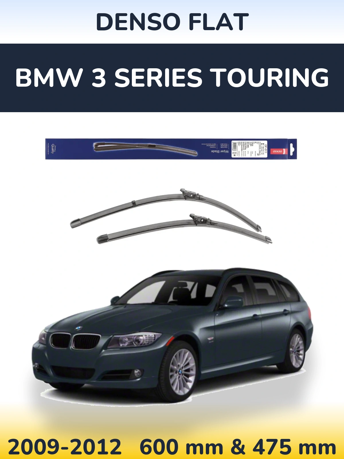 Sada předních stěračů Denso Flat 600 a 475 mm pro BMW 3 Series Touring 2009-2012