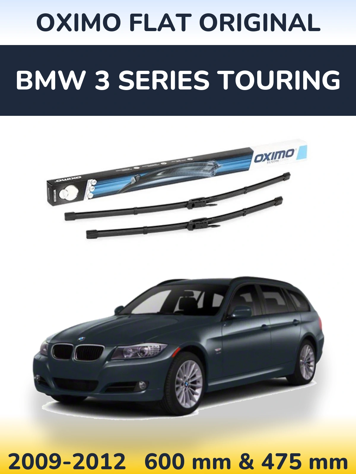 Sada předních stěračů Oximo Flat Original 600 a 475 mm pro BMW 3 Series Touring 2009-2012