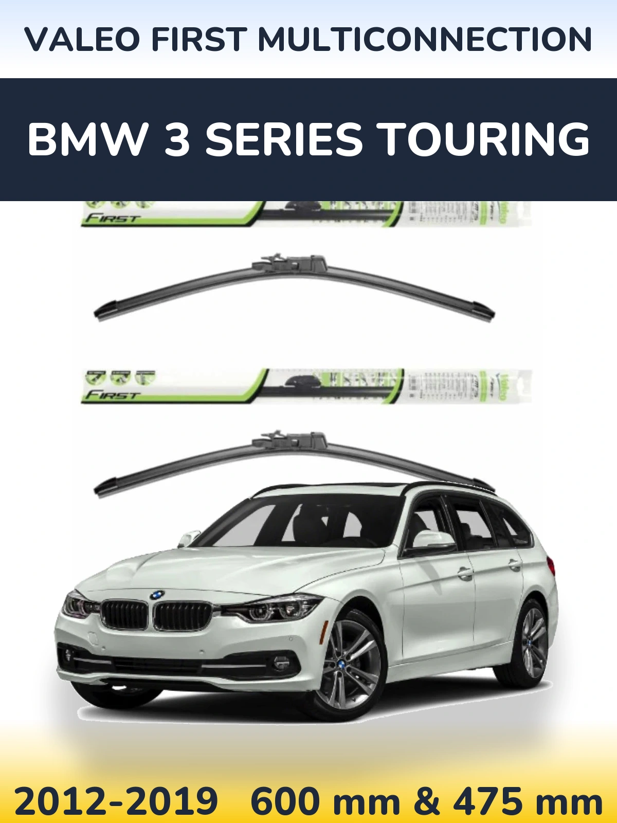 Sada předních stěračů Valeo First MultiConnection 600 a 475 mm pro BMW 3 Series Touring 2012-2019